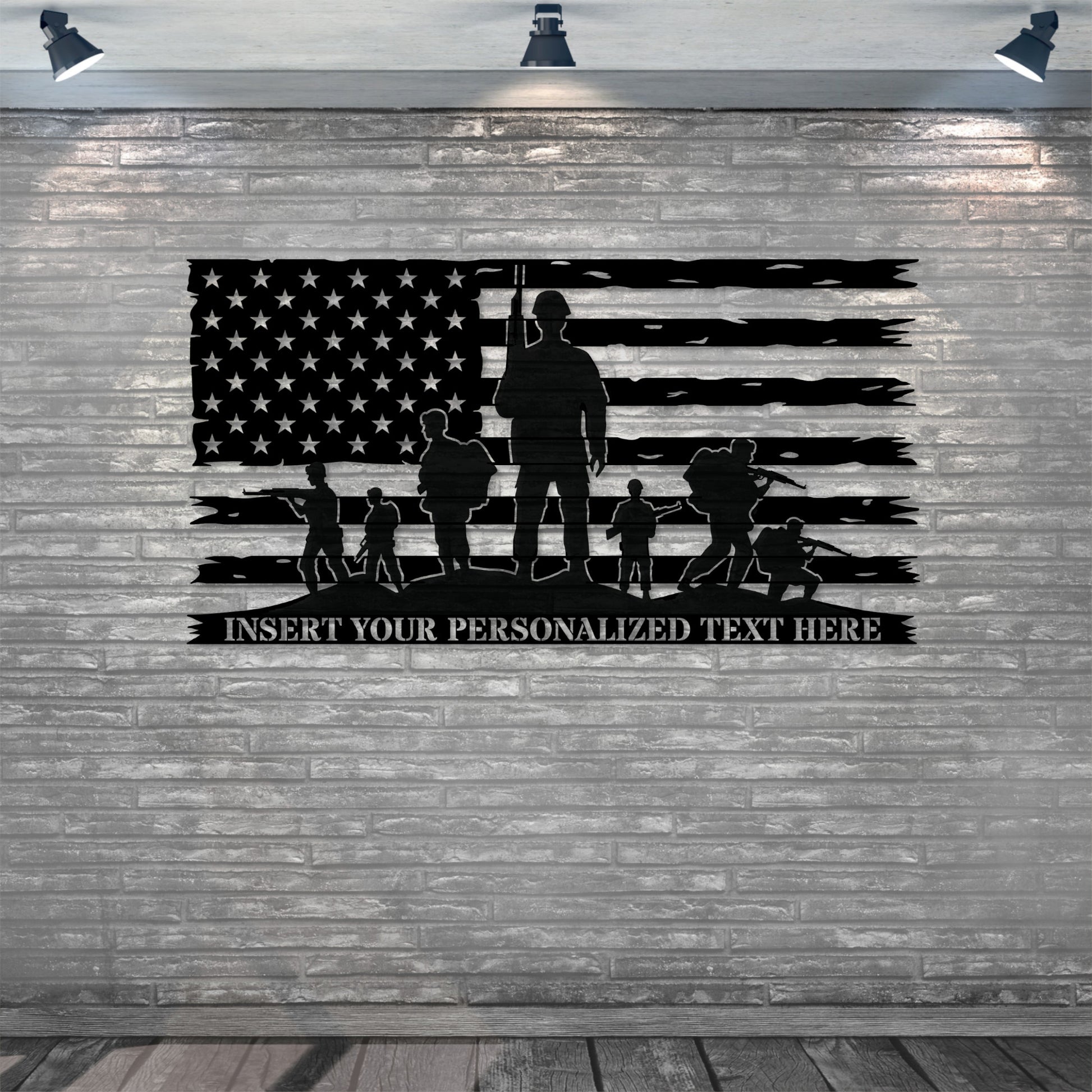 Personalized US Military Flag Metal Sign Gift. Custom American Military Decor. US Military Veteran Gift. Patriotic American Army Wall Decor