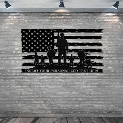 Personalized US Military Flag Metal Sign Gift. Custom American Military Decor. US Military Veteran Gift. Patriotic American Army Wall Decor