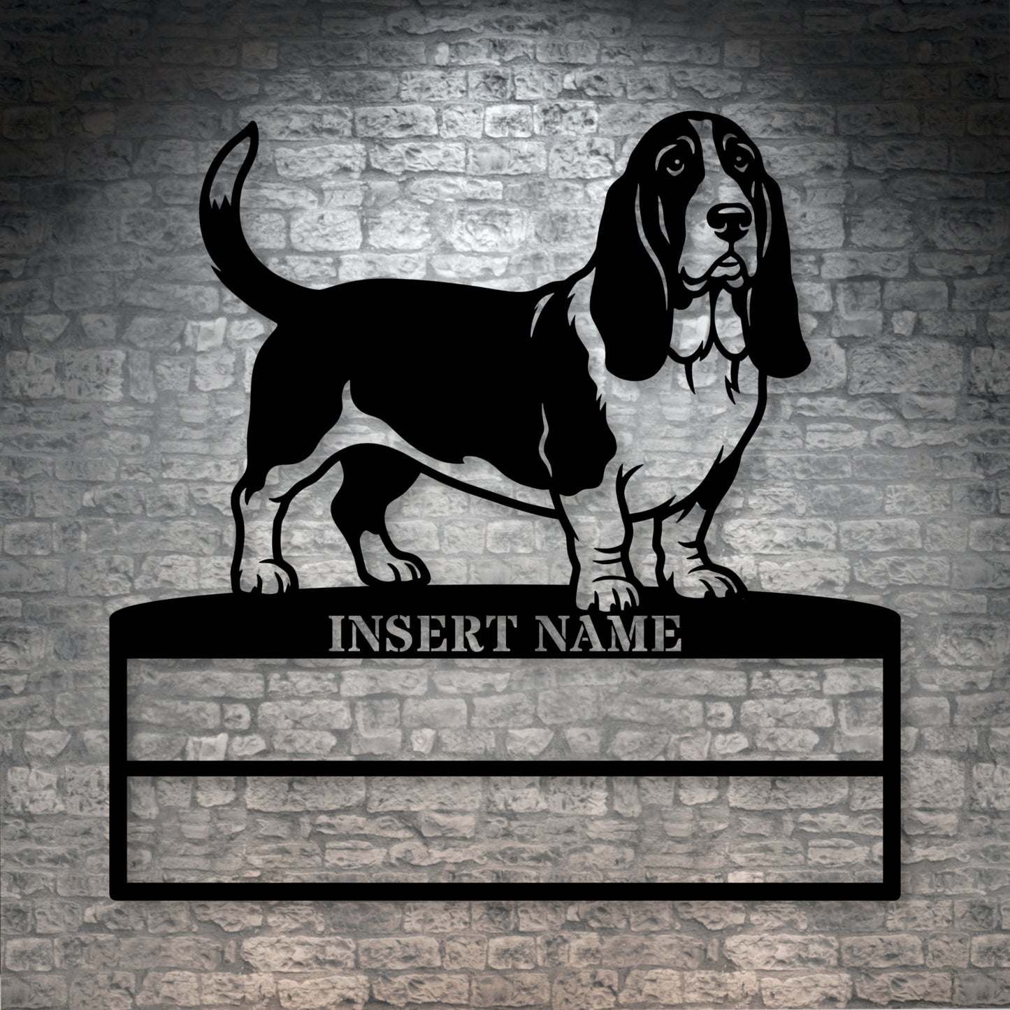 Personalized Basset Hound Rosette Name Metal Sign. Custom Dog Champion Display