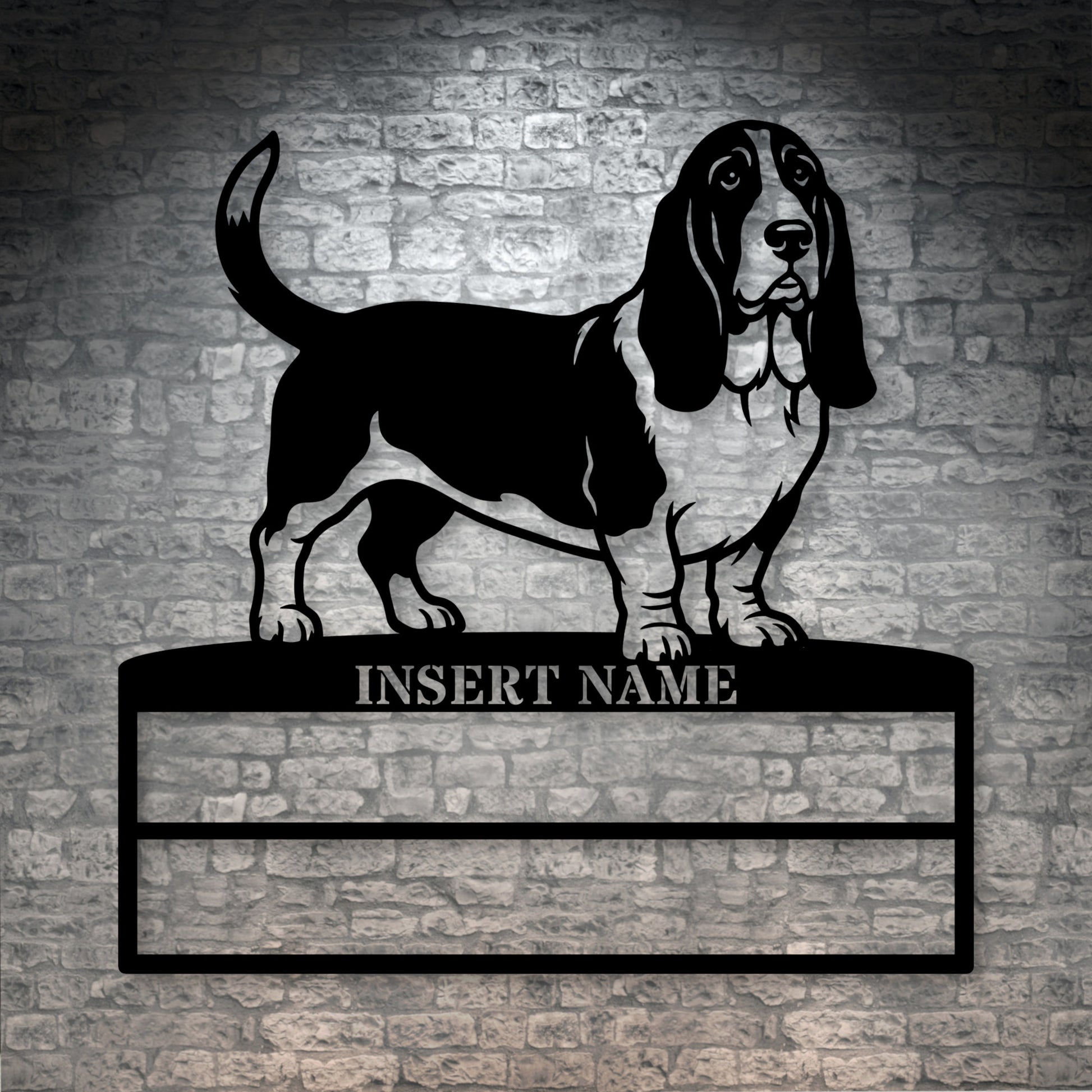 Personalized Basset Hound Rosette Name Metal Sign. Custom Dog Champion Display