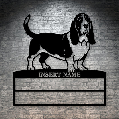 Personalized Basset Hound Rosette Name Metal Sign. Custom Dog Champion Display