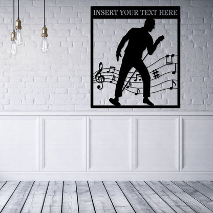 Personalized Male Singer Metal Sign In Black