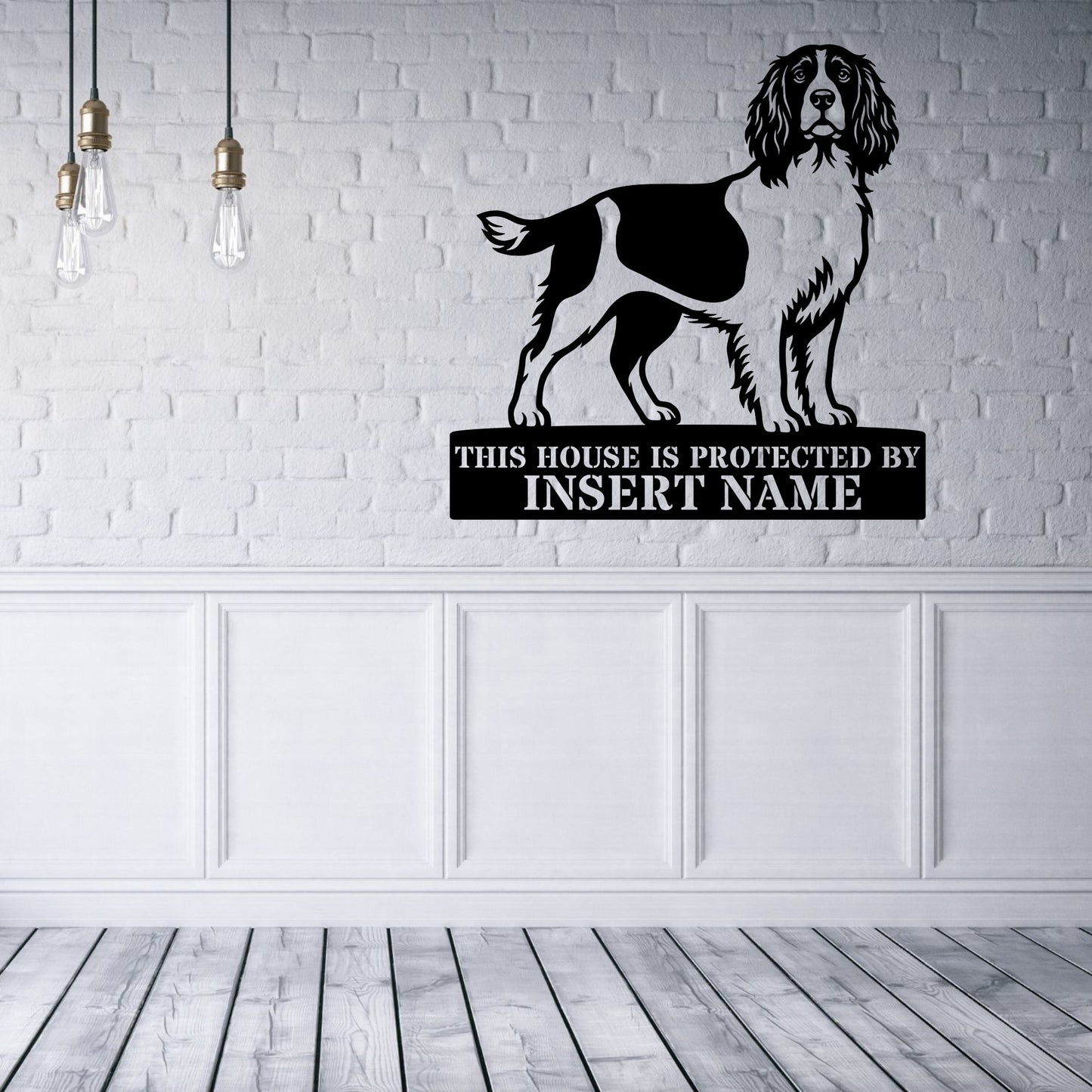 Personalized English Springer Spaniel Guard Metal Sign. Custom Dog Name Wall Decor