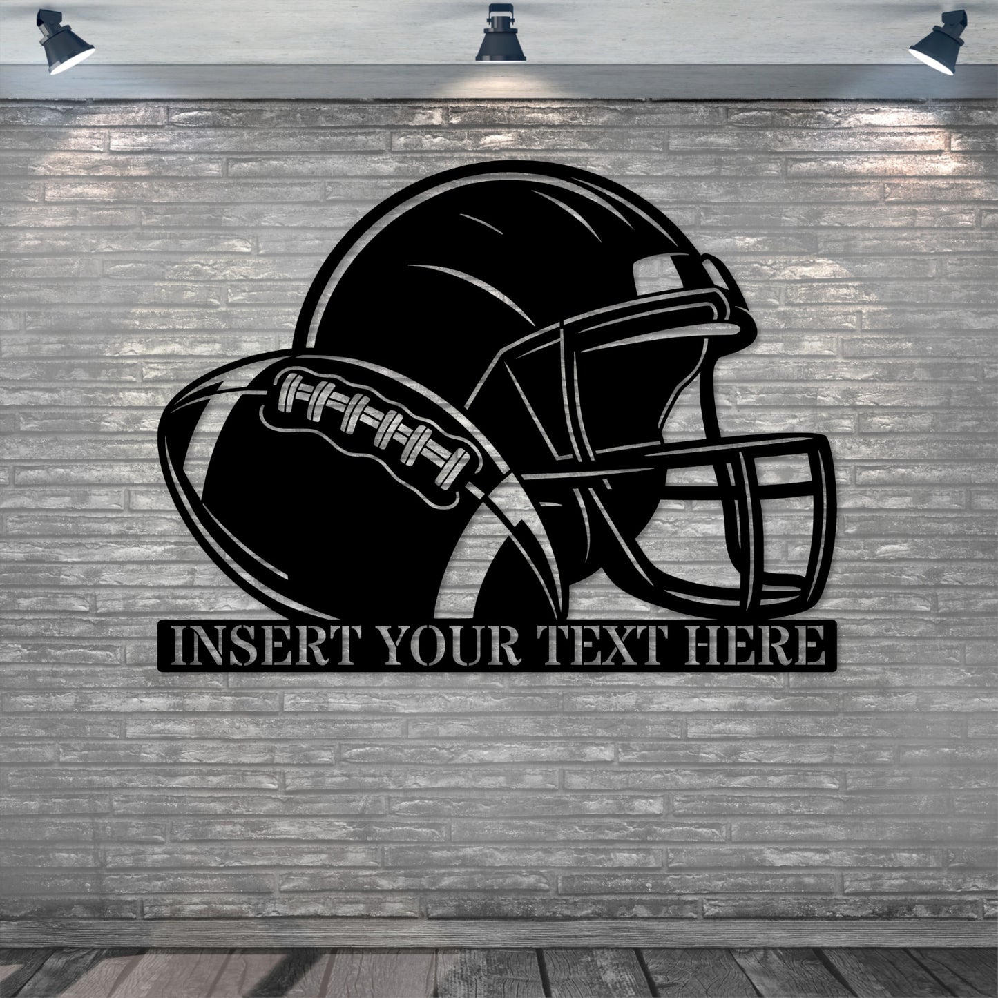 Personalized American Football Helmet Name Metal Sign In Black