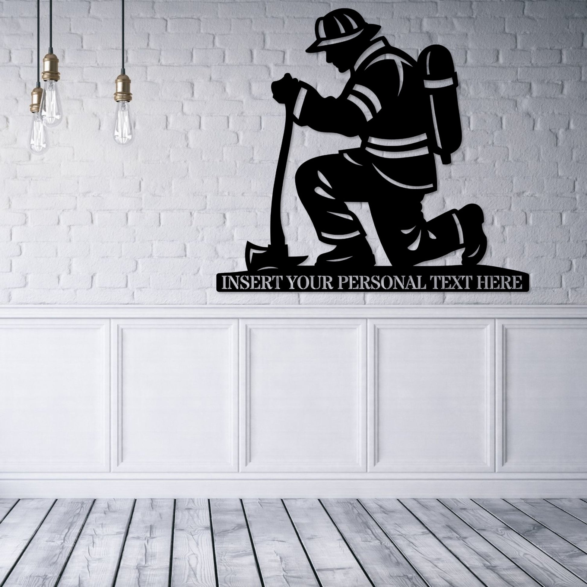 Personalized Kneeling Firefighter Metal Sign. Custom Fireman Memorial Wall Decor Gift. Remembrance Decoration. First Responder Wall Hanging