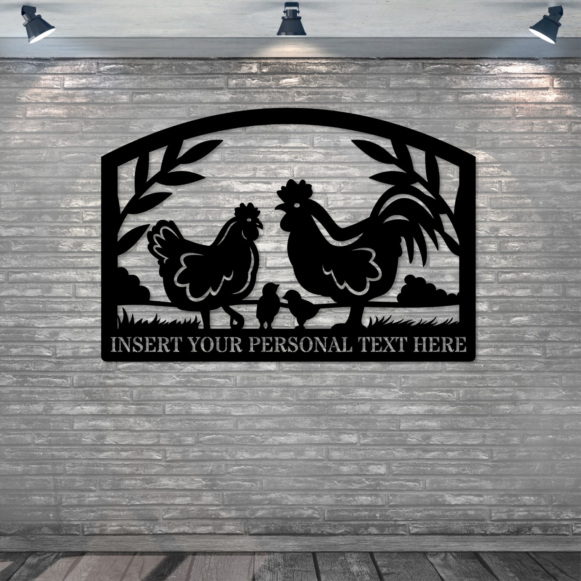 Personalized Chicken Farm Metal Sign Gift In Black