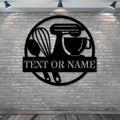 Personalized Kitchen Bakery Metal Sign In Black