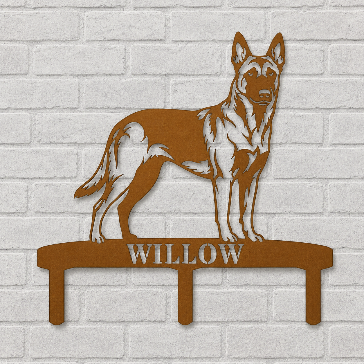 Personalized Belgian Malinois Garden Metal Sign With Stakes. Custom Dog Name Gift