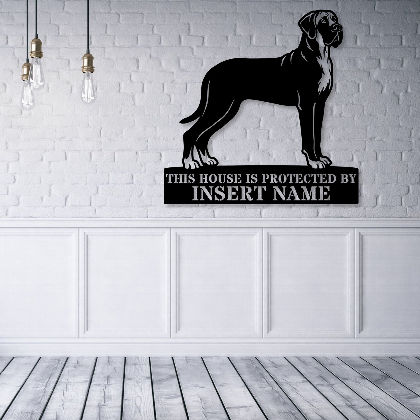 Personalized Granddanois Dog Guard Metal Sign. Custom Dog Name Wall Decor