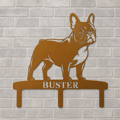 Personalized French Bulldog Garden Metal Sign With Stakes. Custom Dog Lover Name Gift