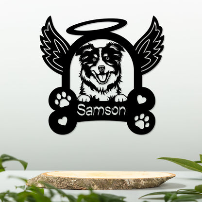 Personalized Australian Shepherd Remembrance Metal Art Sign. Pet loss Memorial Wall Decor Gift. Dog Memorial Name Sign. Dog Tribute Keepsake