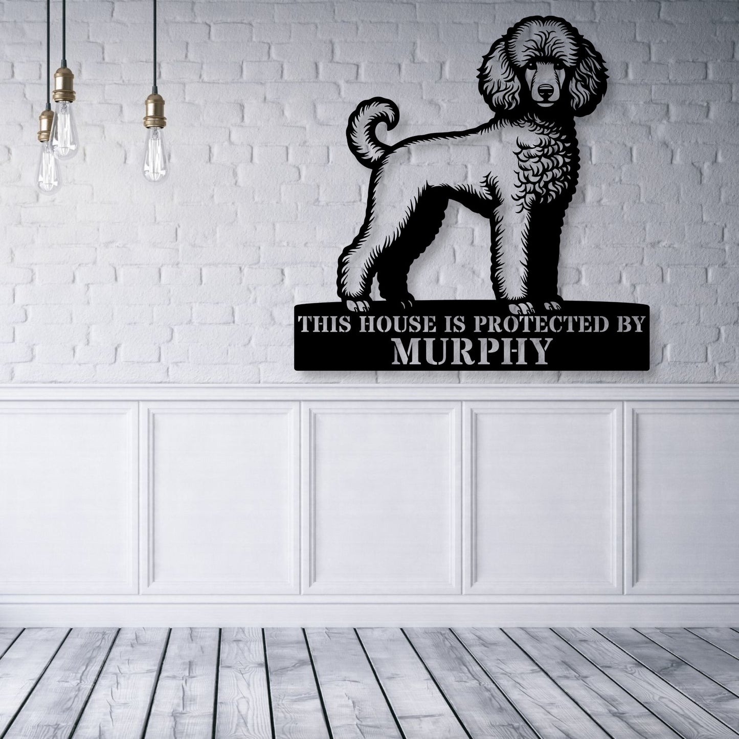Personalized Poodle Dog Guard Metal Sign. Custom Dog Protect Name Wall Decor
