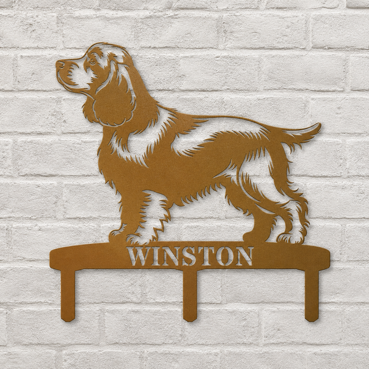 Personalized Cocker Spaniel Garden Metal Sign With Stakes. Custom Dog Lover Name Gift