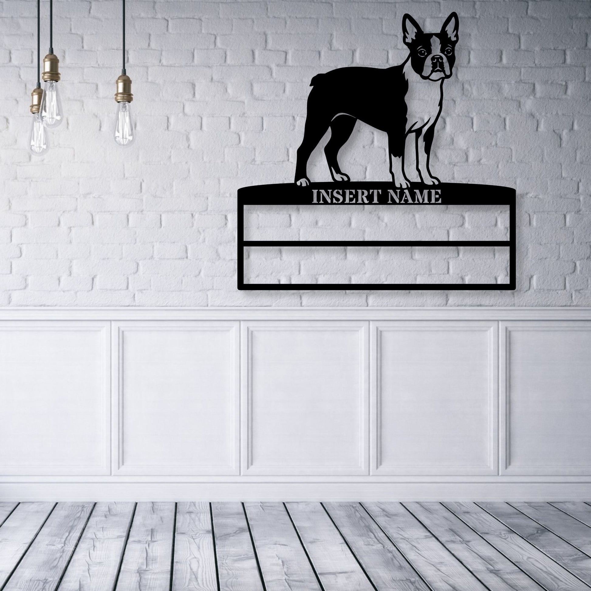 Personalized Boston Terrier Rosette Name Metal Sign. Custom Dog Champion Display