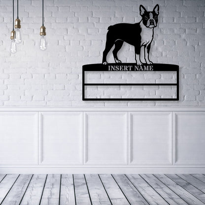 Personalized Boston Terrier Rosette Name Metal Sign. Custom Dog Champion Display
