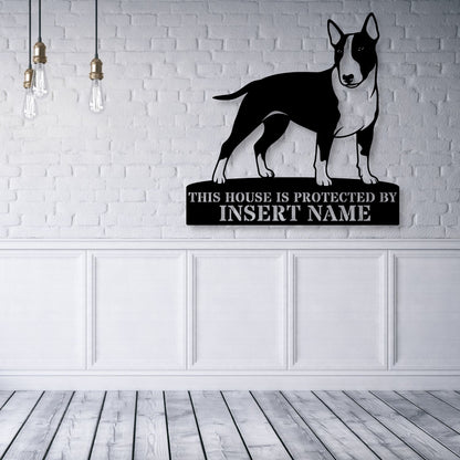 Personalized Bull Terrier Guard Metal Sign. Custom Dog Name Wall Decor