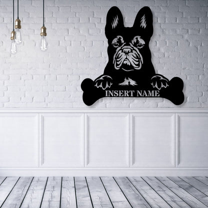 Personalized French Bulldog Name Metal Sign. Customizable Dog Owner Wall Decor Gift
