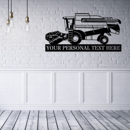 Personalized Combine Harvesting Machine Metal Sign. Custom Farm Wall Decor Gift. Farmhouse Wall Haning. Barn Decor. Agricultural Steel Sign