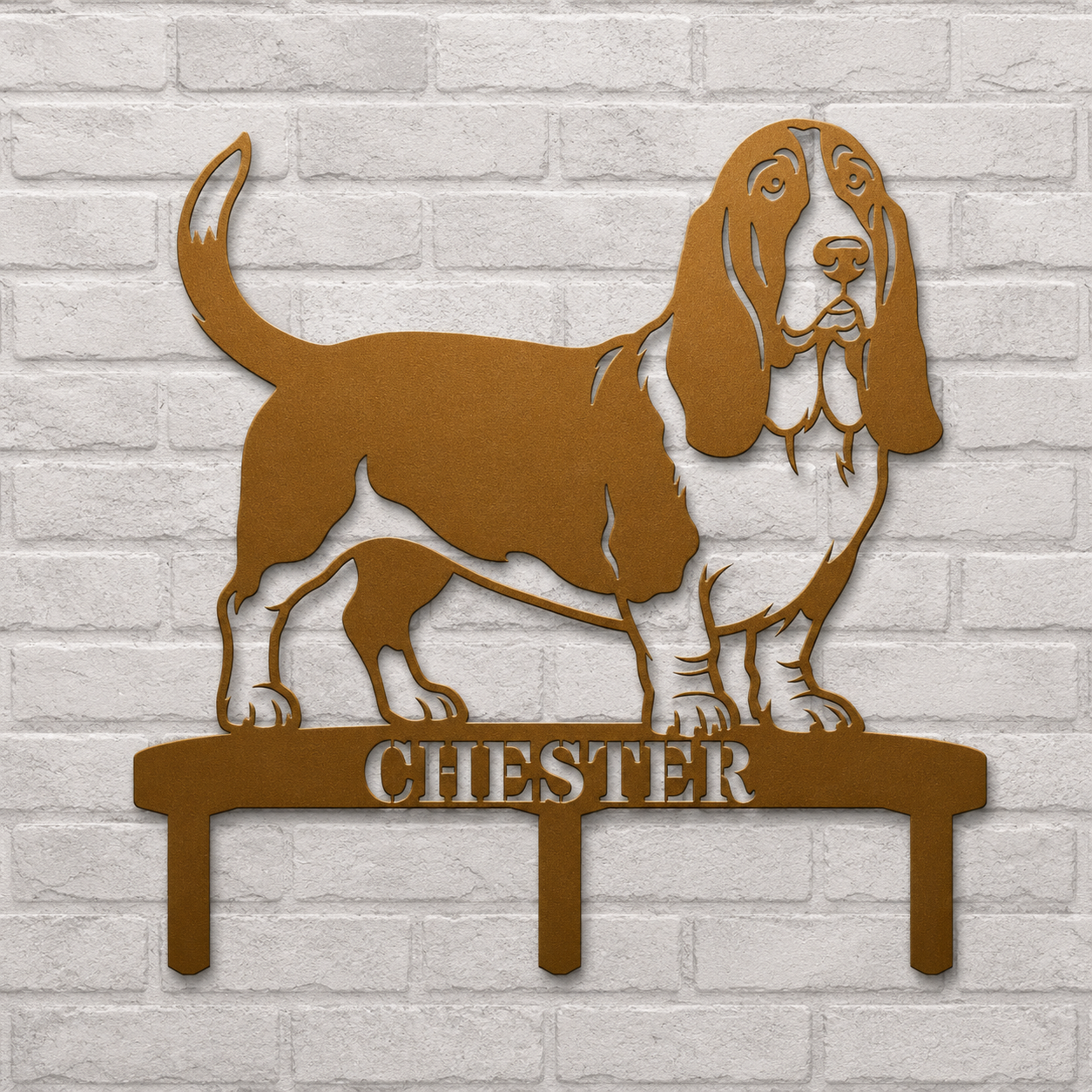 Personalized Basset Hound Garden Metal Sign With Stakes. Custom Dog Plaque Name Gift