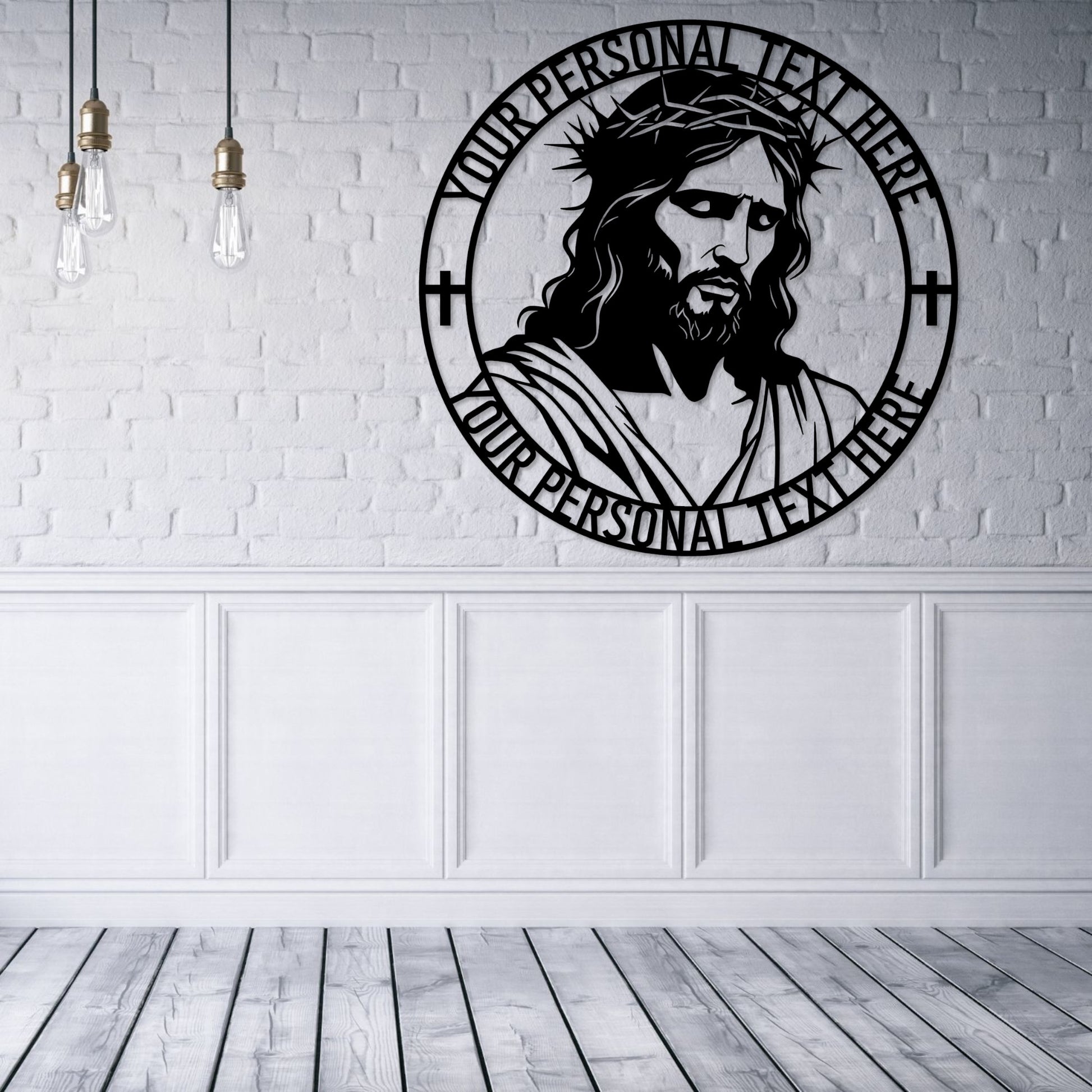 Personalized Jesus Face Metal sign Gift in black