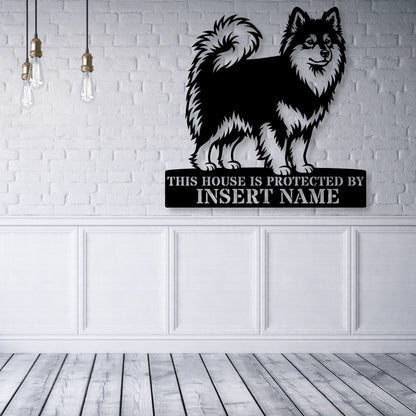 Personalized Finnish Lapphund Guard Metal Sign. Custom Dog Name Wall Decor