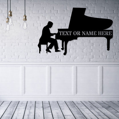 Personalized Musician Name Metal Sign. Custom Piano Player Wall Decor Gift. Personal Music Room Sign Gift. Music Entertainer Wall Hanging