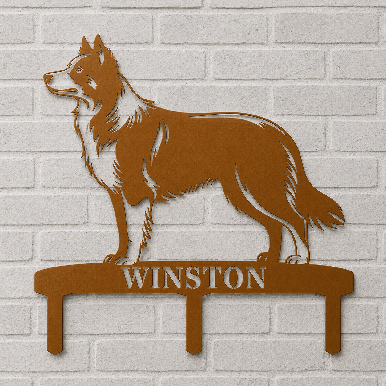 Personalized Border Collie Garden Metal Sign With Stakes. Custom Dog Lover Name Gift