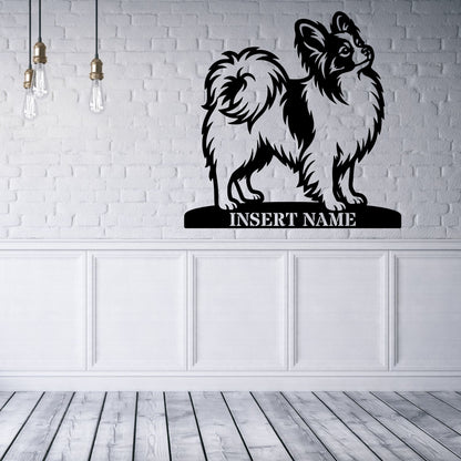 Personalized Papillon Dog Name Metal Sign. Custom Dog Owner Wall Decor Gift