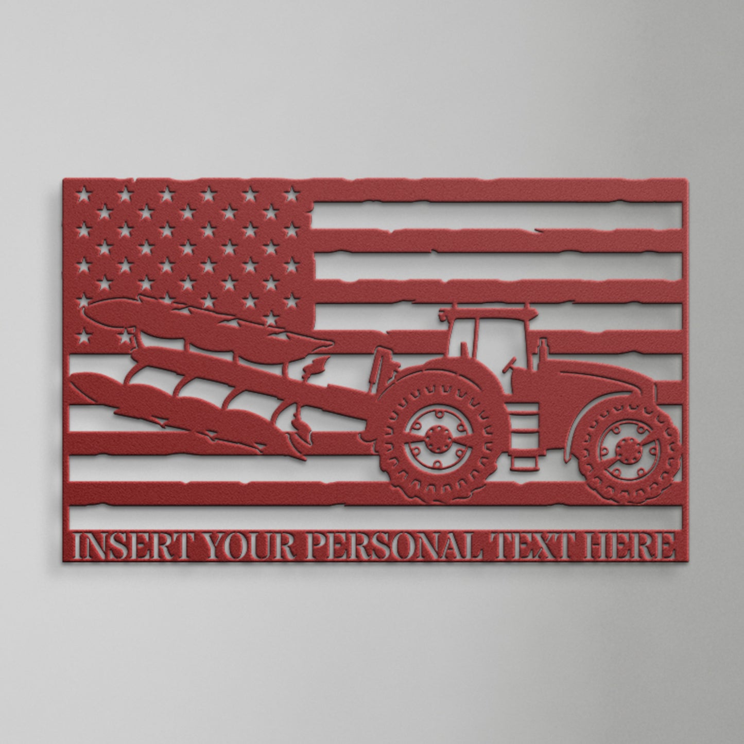 Personalized US Tractor Metal Sign In Red