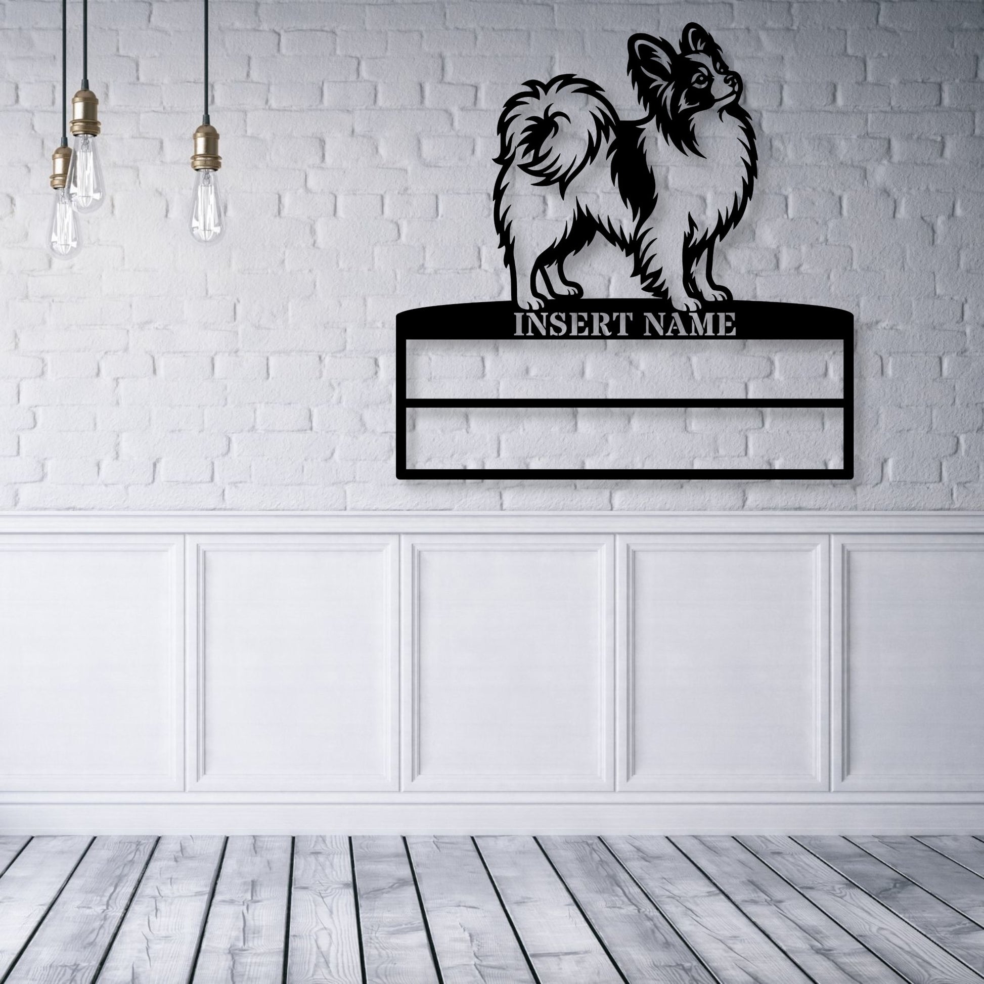 Personalized Papillon Dog Rosette Metal Sign. Custom Champion Ribbon Display