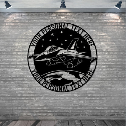 Personalized Fighter Pilot Metal Sign. Custom Jet Fighter Wall Decor Gift. Air Force Wall Hanging. Army Veteran Retirement.  Military Decor