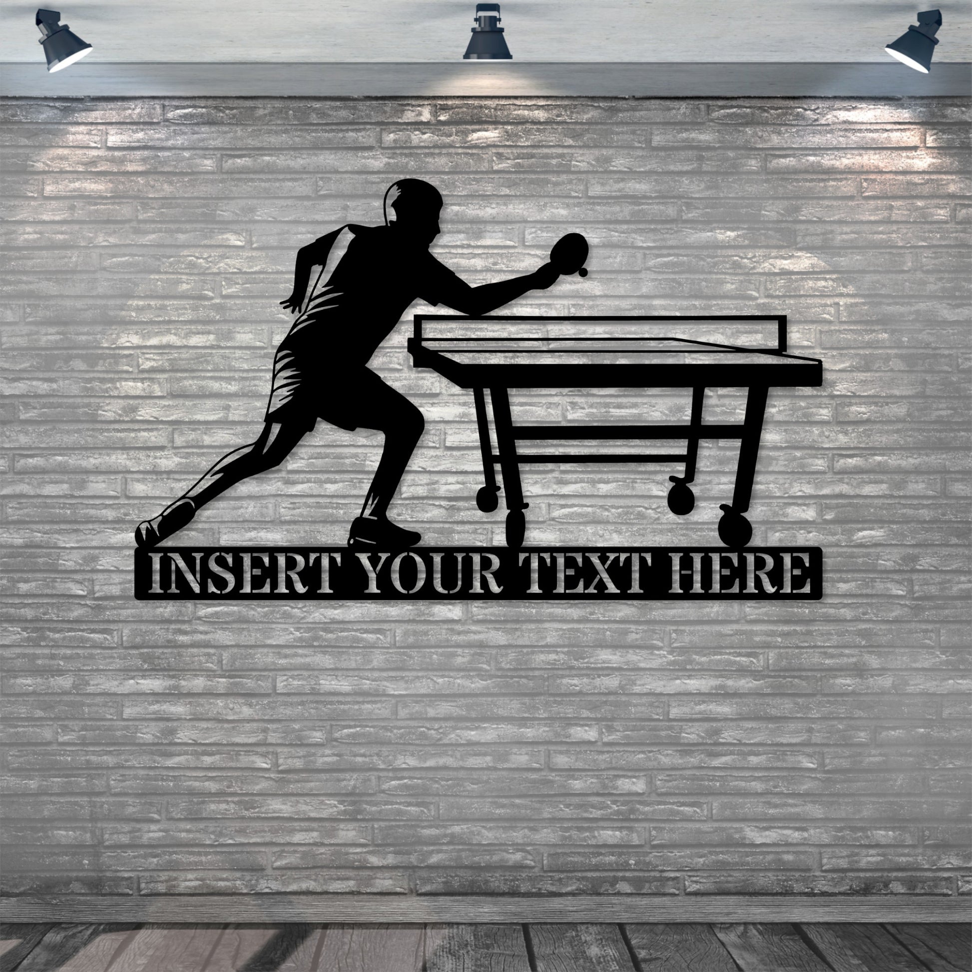 Personalized Ping-Pong Player Metal Sign Gift In Black