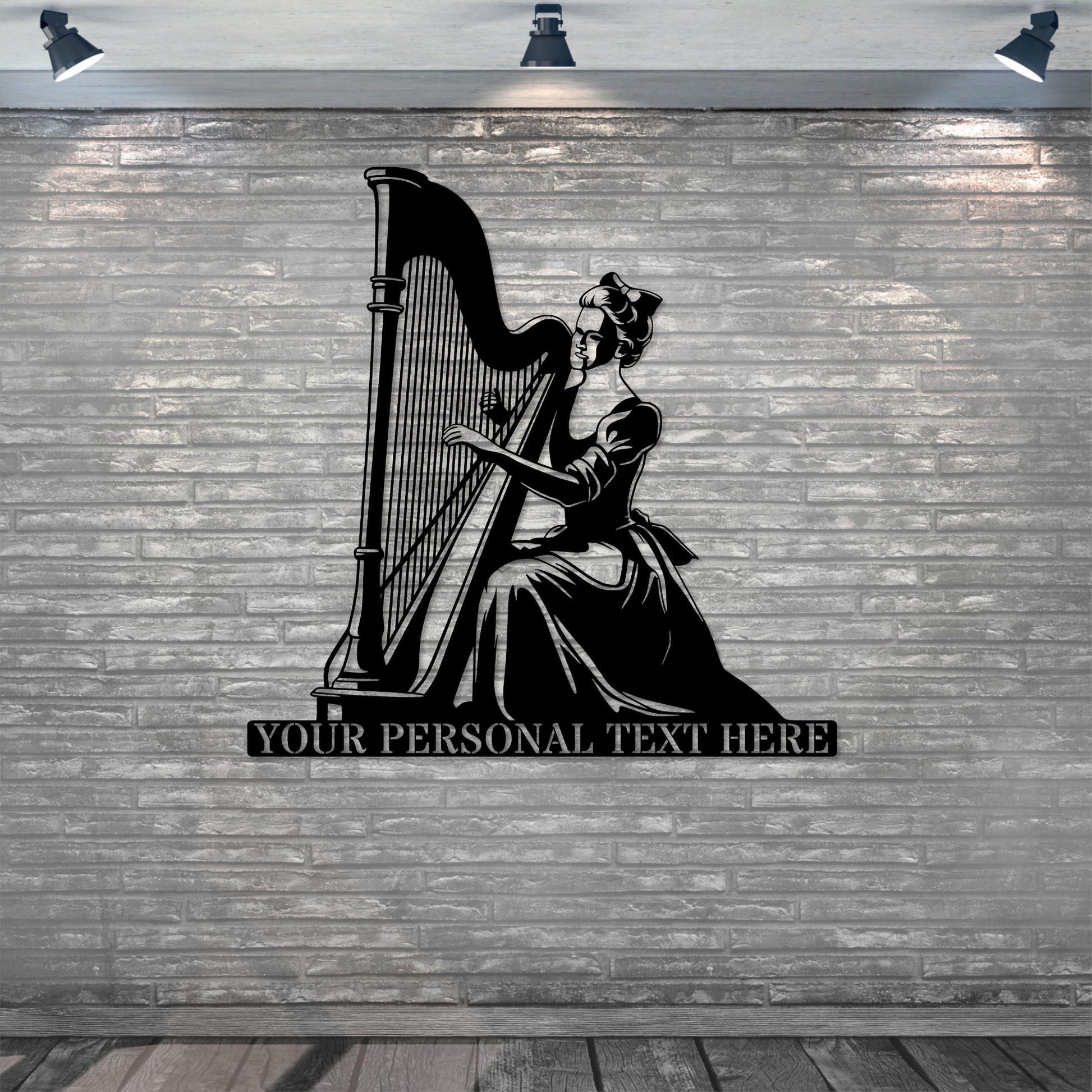 Personalized Female Harpist Metal Art Sign. Custom Harp Lover Wall Decor Gift. Personal Music Room Wall Hanging. Gift For Symphony Musicians