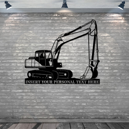 Personalized Excavator Operator Name Metal Sign In Black