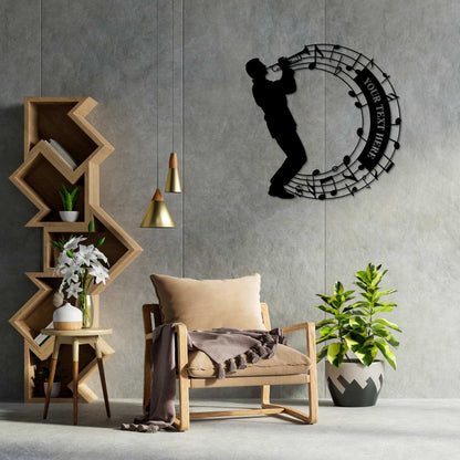 Personalized Trumpet Player In Notes Name Metal Sign. Custom Trumpet Music Lover Decor. Musician Entertainer Gifts. Musical Wall Hanging Art