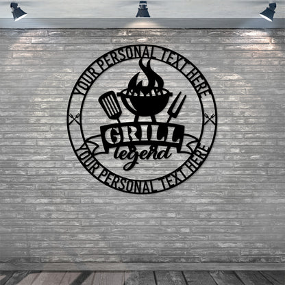 Personalized Grill Legend Name Metal Sign. Custom Grill Wall Decor Gift. BBQ Yard Wall Hanging. Unique Father's Day Grill Gift. To My Dad