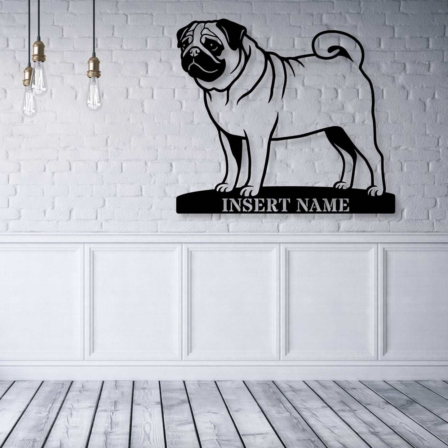 Personalized Pug Name Metal Sign. Custom Dog Owner Wall Decor Gift