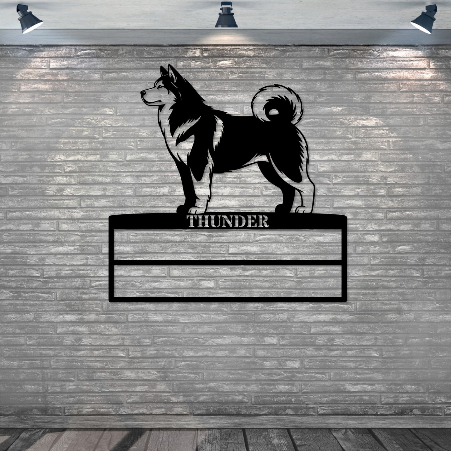 Personalized Alaskan Malamute Rosette Metal Sign Champion Display