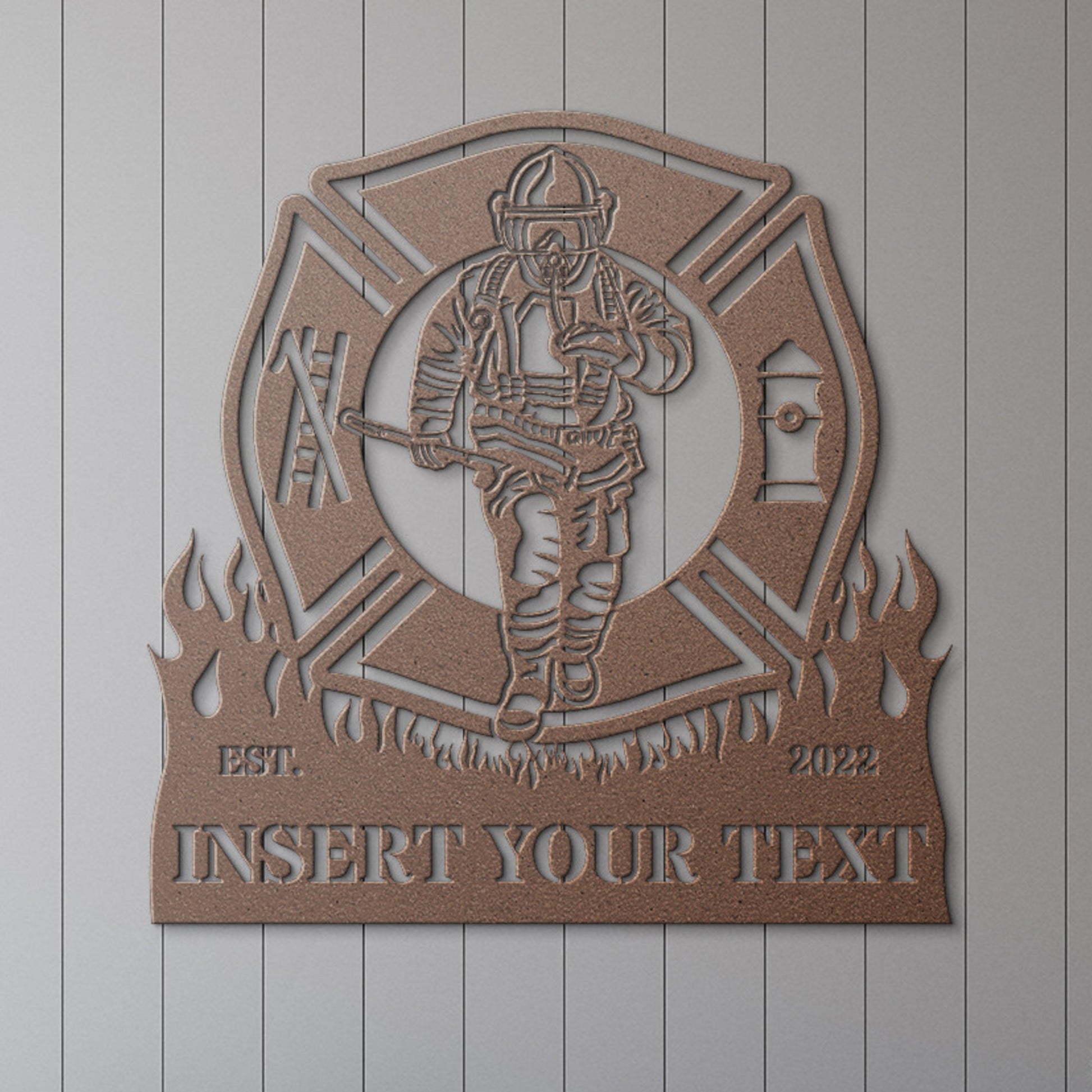 Personalized Fireman Name Maltese Cross Metal Sign Gift, Custom Firefighter Maltese Cross Wall Art Decor, Fire Department Wall Hanging Gift