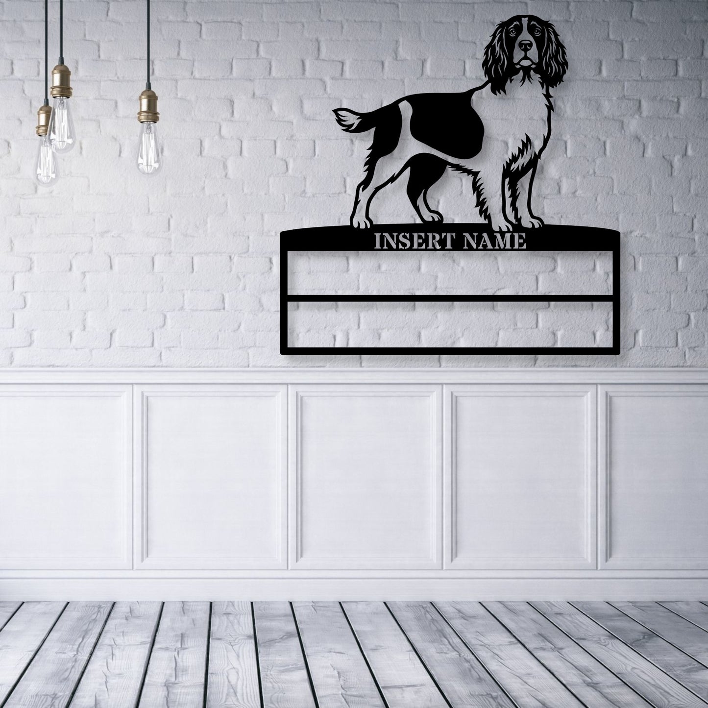 Personalized English Springer Spaniel Rosette Name Metal Sign Champion Display