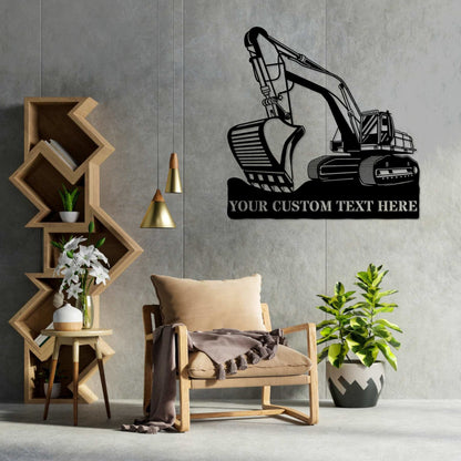 Personalized Excavator Digging Metal Sign With Custom Text, Excavater Operater Gift, Heavy Machinery Wall Decor, Machine Operator Wall Art