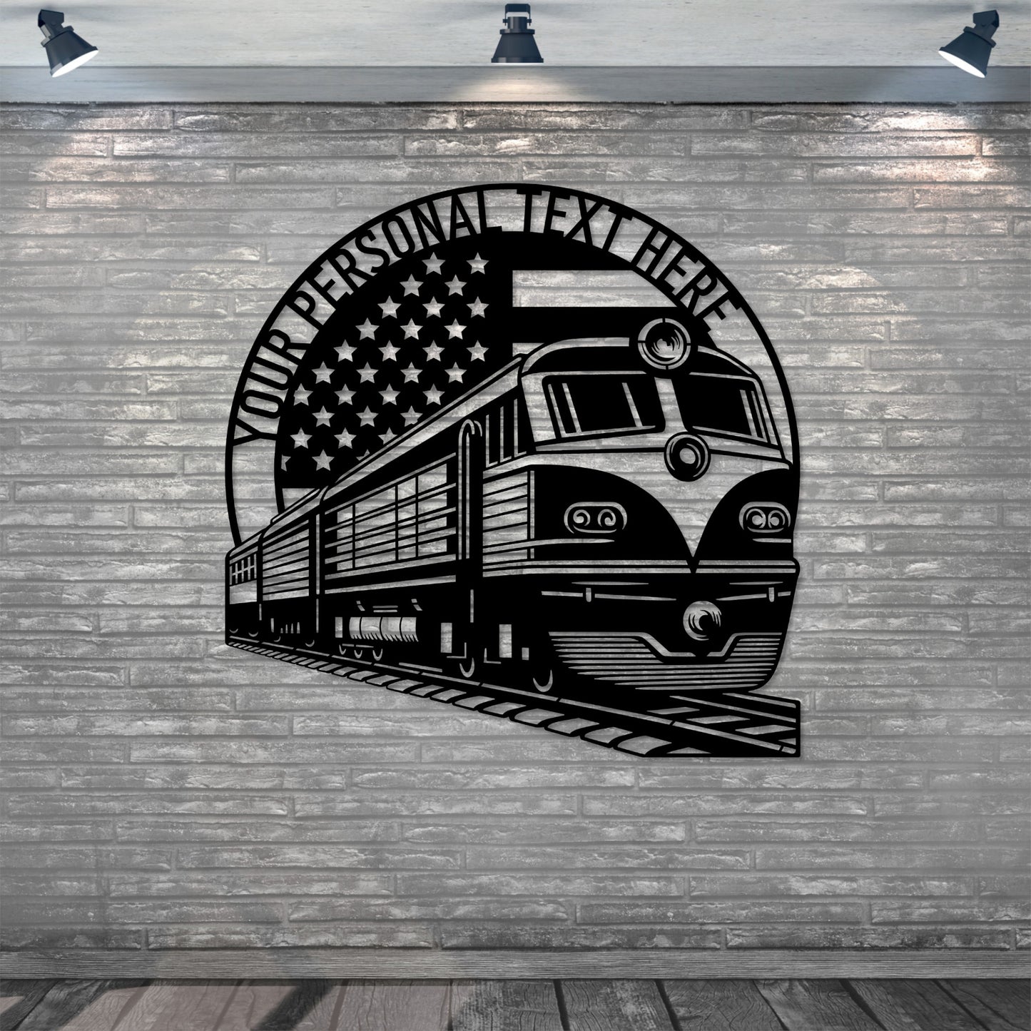 Personalized US Train Lover Metal Sign. Custom American Railroad Wall Decor Gift