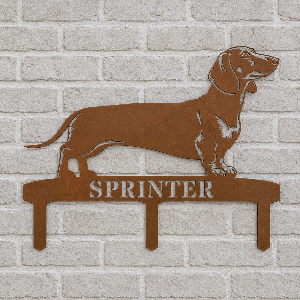 Personalized Dachshund Garden Metal Sign With Stakes. Custom Dog Lover Name Gift