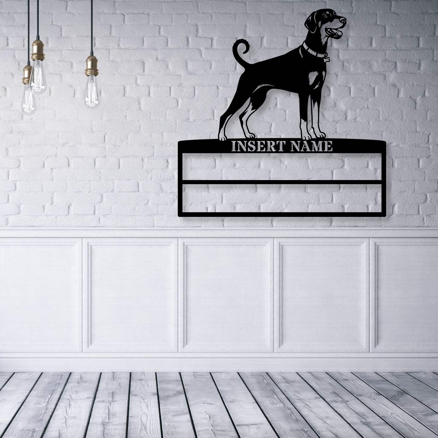 Personalized Dobermann Rosette Name Metal Sign Champion Display