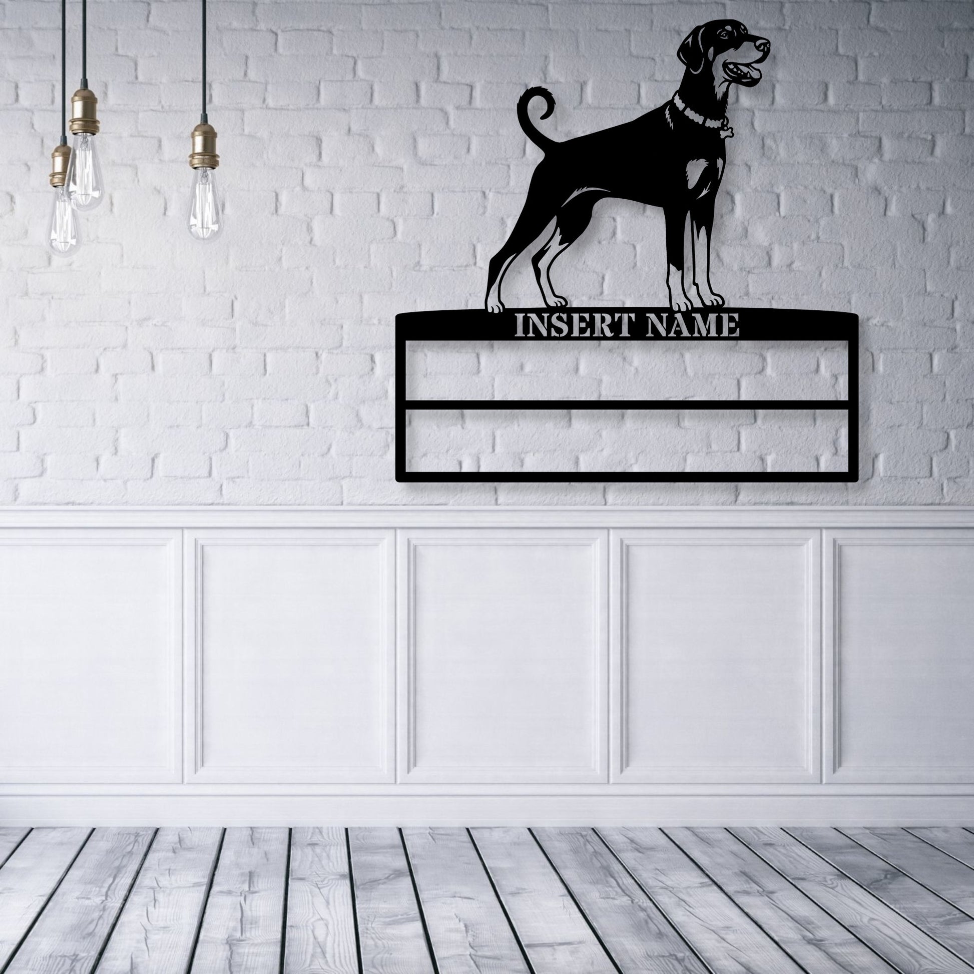 Personalized Dobermann Rosette Name Metal Sign Champion Display