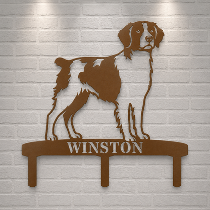 Personalized Brittany Dog Garden Metal Sign With Stakes. Custom Dog Lover Name Gift
