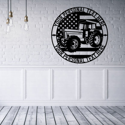 Personalized US Tractor Name Metal Sign. Custom American Agricultural Machinery. Heavy Machinery Operator. Farm Lover. Tractor Wall Art Gift