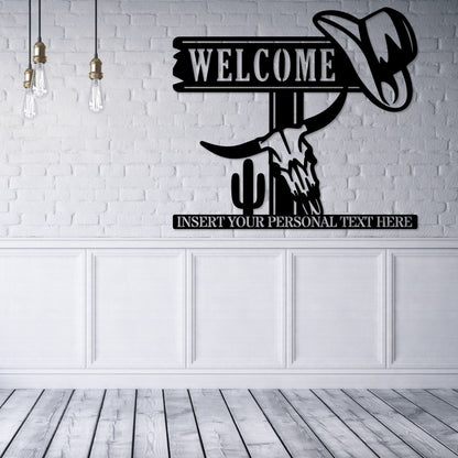 Personalized Western Welcome Metal Sign. Custom Ranch Wall Decor Gift. Unique Farm Wall Decor. Door Hanging Name Sign. Housewarming Gift