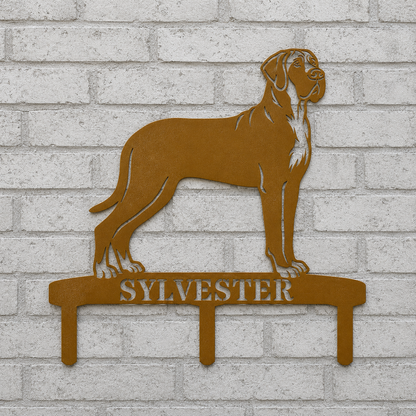 Personalized Granddanois Garden Metal Sign With Stakes. Custom Dog Lover Name Gift