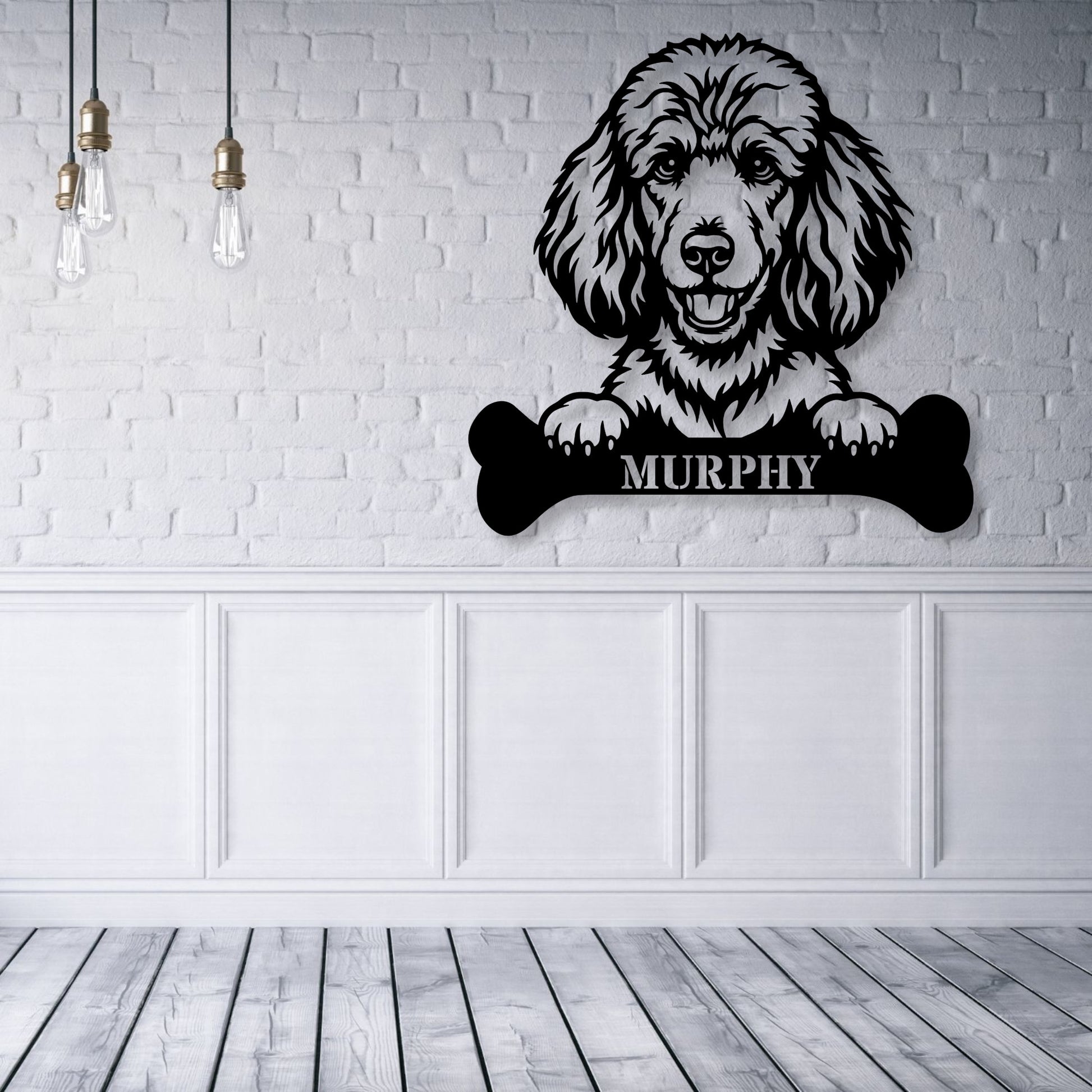 Personalized Poodle With Bone Name Metal Sign. Funny Custom Dog Wall Decor Gift
